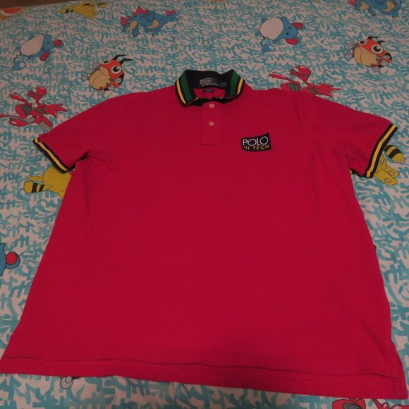 VTG 90s Polo Ralph Lauren Hi Tech Polo Shirt Red Mens Large CP93 Stadium Pwing